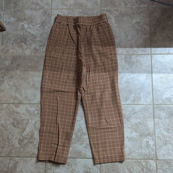 Madewell Pants - Madewell High Rise Brown Plaid Pant Size S